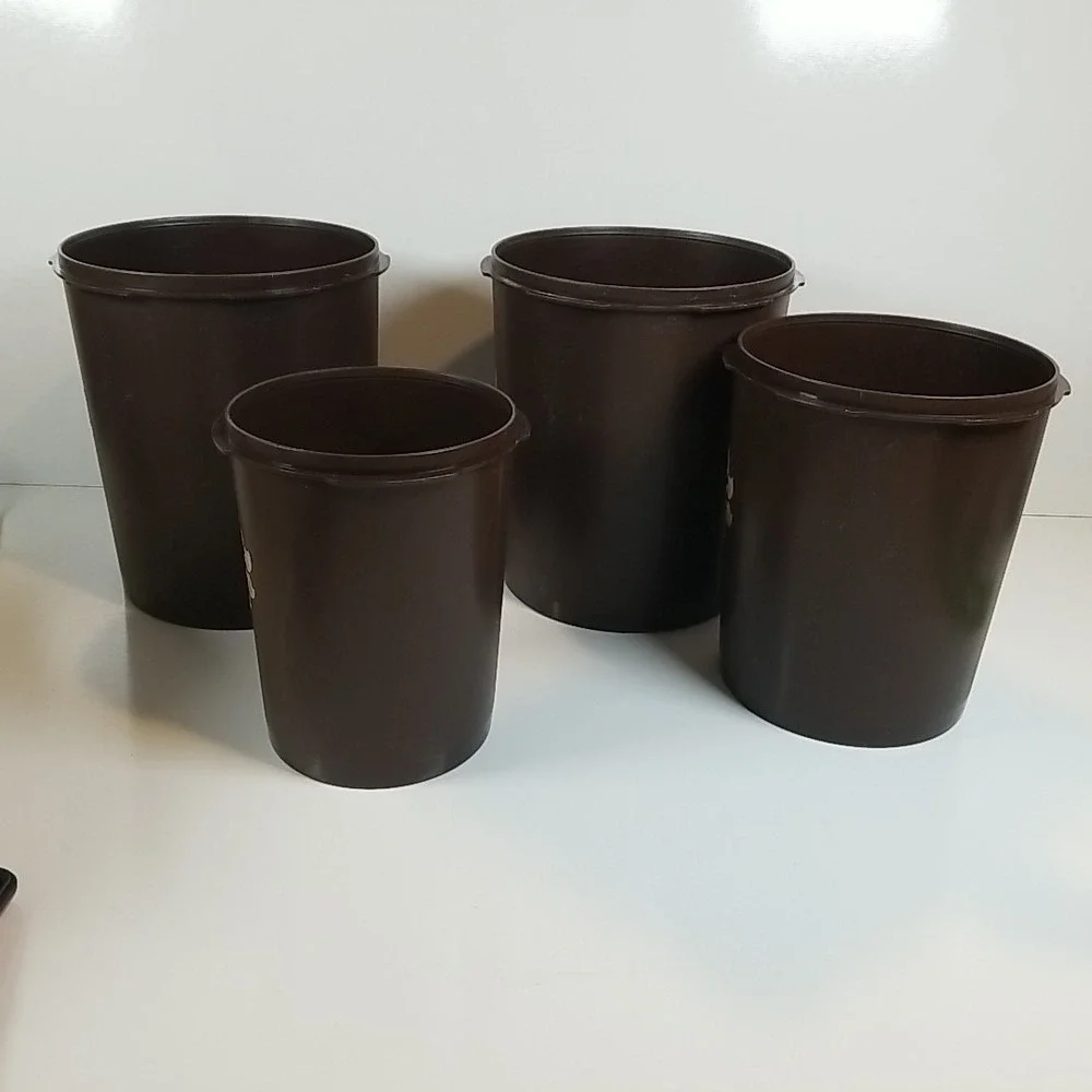 Vintage Tupperware Nesting Canister Set Brown See Of 4 No Lids